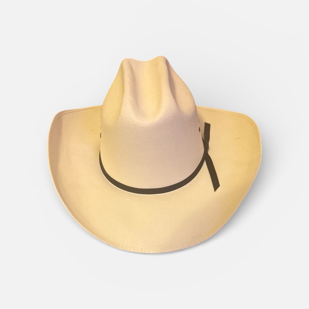 New White Cowboy Hat with Black Band